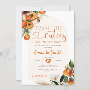 Invitation Boho Citrus Orange Deux petites cuites sont en rou