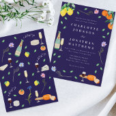 Invitation Boho Citrus & Wine Navy Blue Wedding