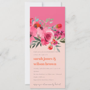 Invitation Boho clair Hot rose Aquarelle Fiançailles Floral