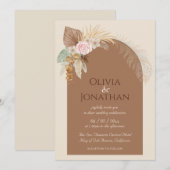 Invitation Boho Classé Moderne Rustique Beige Mariage Brown (Devant / Derrière)
