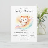 Invitation Boho Classic Owl Baby shower (Debout devant)