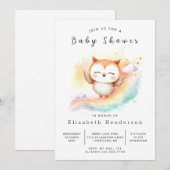 Invitation Boho Classic Owl Baby shower (Devant / Derrière)