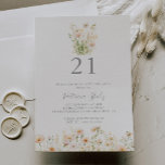 Invitation Boho classique Blush Fleur sauvage 21e fête d'anni<br><div class="desc">Cette invitation classique boho blush fleur sauvage 21ème anniversaire de fête est parfaite pour un événement moderne. Le design présente gracieusement et élégante aquarelle à la main des fleurs sauvages blush,  rose,  multicolore soigneusement arrangés en bouquets attrayants.</div>