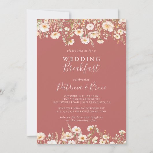Invitation Boho classique Blush Fleur sauvage Mariage petit d (Devant)