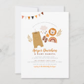 Invitation Boho Clothes & mignon Rainbow Orange Baby shower g (Devant)