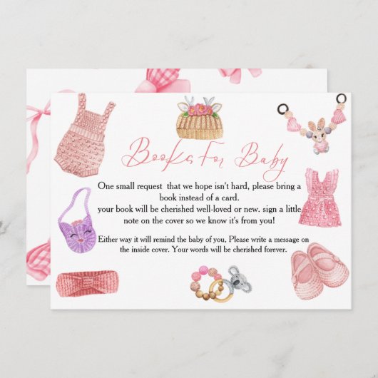 Invitation Boho Clothesline book for baby request Card (Devant / Derrière)