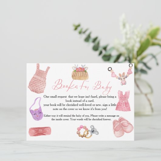 Invitation Boho Clothesline book for baby request Card (Debout devant)