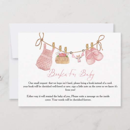 Invitation Boho Clothesline book for baby request Card (Devant)