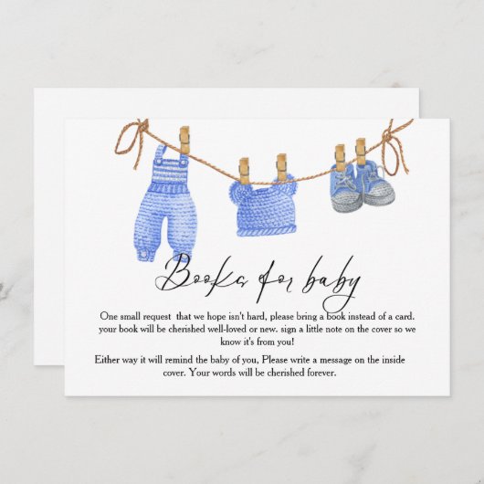 Invitation Boho Clothesline book for baby request Card (Devant / Derrière)