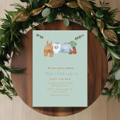Invitation Boho clothesline garçon pastel watercolor baby sho