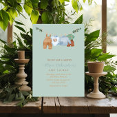 Invitation Boho clothesline garçon pastel watercolor baby sho