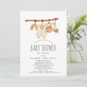Invitation Boho Clothesline Girl Baby shower par courrier (Debout devant)