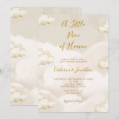 Invitation Boho Clouds A Little Piece Of Heaven Baby Shower (Devant / Derrière)