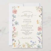 Invitation Boho code QR écriture sauvage fleurs des champs ve (Devant)