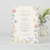 Invitation Boho code QR écriture sauvage fleurs des champs ve (Debout devant)