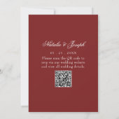 Invitation Boho Code QR Floral Rouge Foncé Botanique Mariage (Dos)