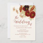 Invitation Boho code QR mariage automnal aux fleurs sauvages (Devant)