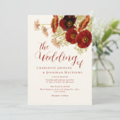 Invitation Boho code QR mariage automnal aux fleurs sauvages (Debout devant)