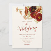 Invitation Boho code QR mariage automnal aux fleurs sauvages (Devant)