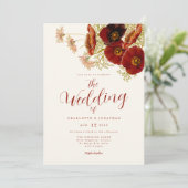 Invitation Boho code QR mariage automnal aux fleurs sauvages (Debout devant)