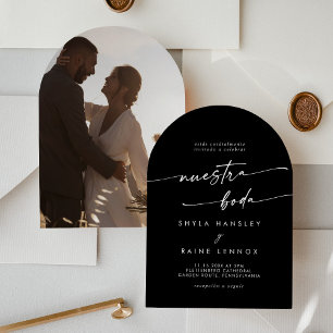 Invitation Boho COLOR ÉDITABLE Photo Arche Mariage espagnol