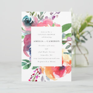 Invitation Boho coloré Aquarelle Floral Couples Douche