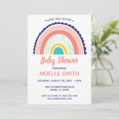 Invitation Boho coloré arc-en-ciel Baby shower pointillé (Debout devant)