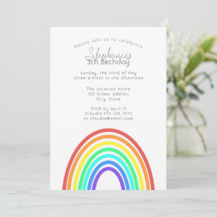 Invitation Boho coloré arc-en-ciel et rayures fête d'annivers