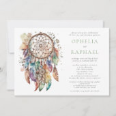 Invitation Boho coloré Dreamcatcher Bohemian Mariage Sage (Devant)