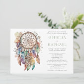 Invitation Boho coloré Dreamcatcher Bohemian Mariage Sage (Debout devant)