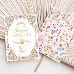 Invitation Boho coloré Jardin Fleurs Douces 16 Anniversaire<br><div class="desc">Cette élégante invitation est parfaite pour le doux 16 anniversaire de votre petite princesse ! Le design charmant comprend des fleurs de jardin vibrantes, de la tiare dorée et une typographie élégante. Cliquez sur le bouton "customiser plus loin" si vous souhaitez réorganiser et formater le style et le placement du...</div>