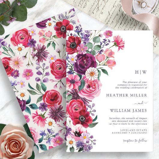 Invitation Boho coloré Mariage floral