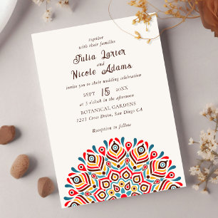 Invitation Boho coloré moderne ethnique Floral Mandala Mariag