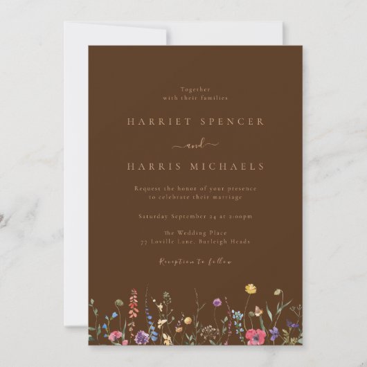 Invitation Boho Colorful Fleur sauvage Mariage (Devant)