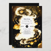 Invitation Boho Comet Space Anniversaire (Devant / Derrière)