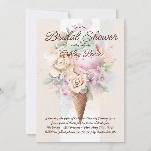 Invitation Boho cône crème glacée Fleur cône glace (Devant)