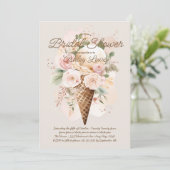 Invitation Boho cône de fleur crème glacée, cône d'aquarelle (Debout devant)