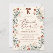 Invitation Boho Coquette Bow Dîner de répétition Fleur sauvag (Devant)