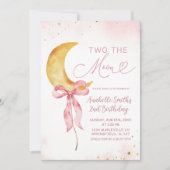 Invitation Boho Coquette Lune Rose Boho Fille 2ème Anniversai (Devant)