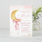 Invitation Boho Coquette Lune Rose Boho Fille 2ème Anniversai (Debout devant)