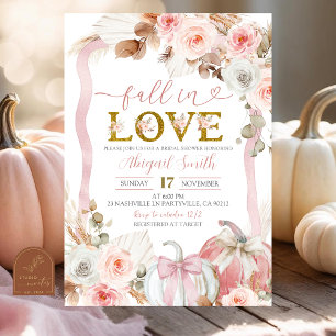 Invitation Boho Coquette Rose Citrouille Fête de Mariage