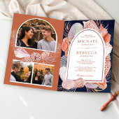 Invitation Boho Coquillages Nautique Bleu Marine Code QR Mari