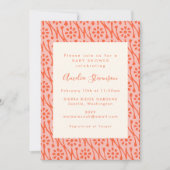 Invitation Boho Coral Orange Botanical Flowers Baby shower (Devant)