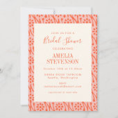 Invitation Boho Coral Orange Botanical Flowers Fête des marié (Devant)
