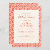 Invitation Boho Coral Orange Botanical Flowers Fête des marié (Devant / Derrière)