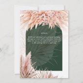 Invitation Boho Coral Pampas Grass Green Mariage (Dos)