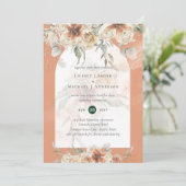 Invitation Boho Coral Terracotta Pampas Grass Mariage (Debout devant)