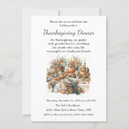 Invitation Boho Cottage Famille Amis Thanksgiving Dîner
