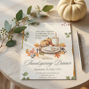 Invitation Boho Cottagecore Aquarelle Citrouille Action de gr
