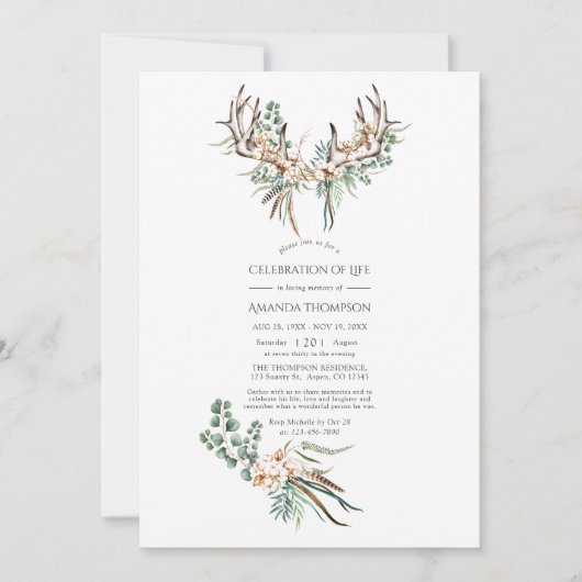 Invitation Boho Cotton & Eucalyptus Boho Célébration de la vi (Devant)